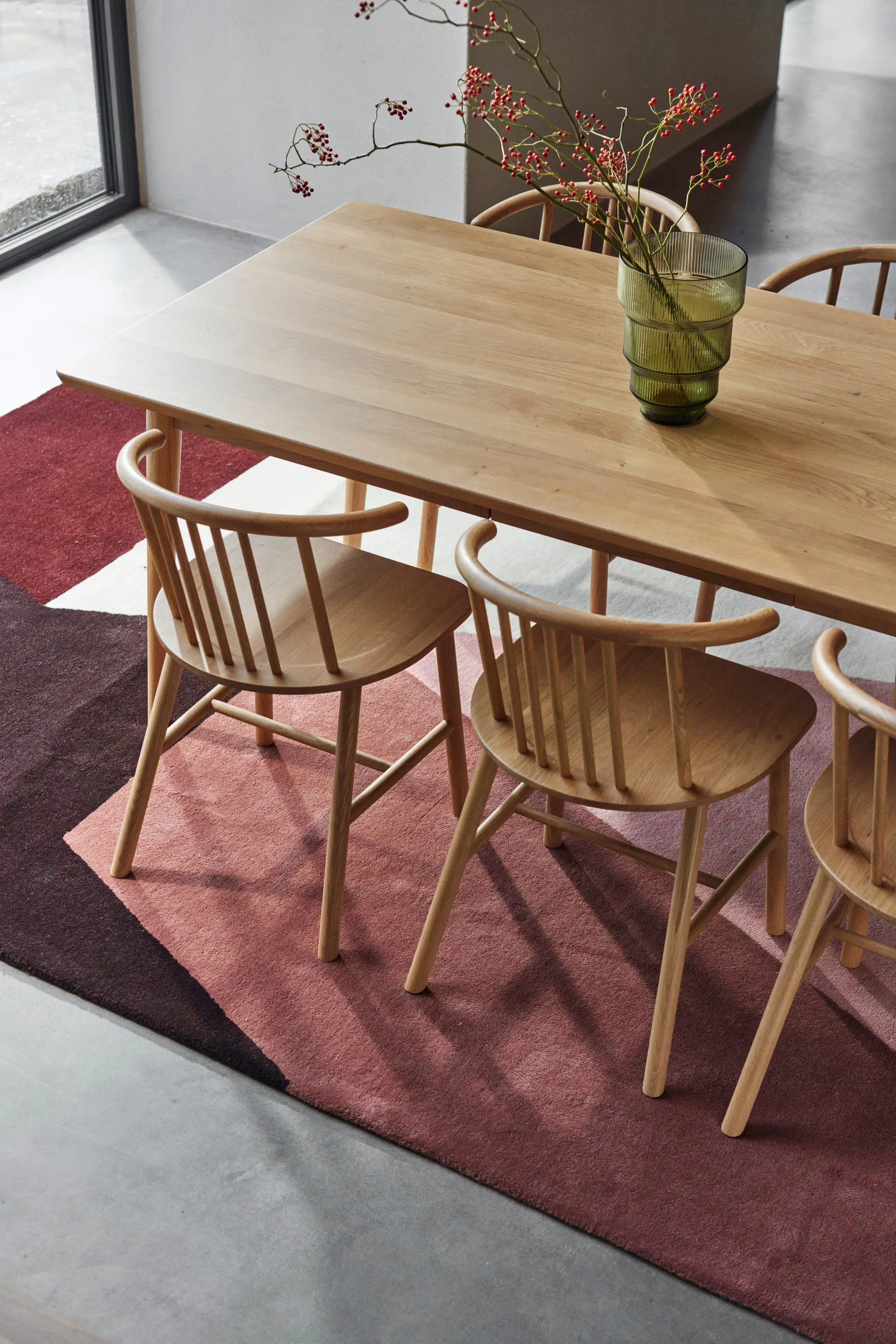 Mesa de jantar VIOR 200 cm + cadeira pack de 6 – Carvalho lacado‑natural,  NJRD