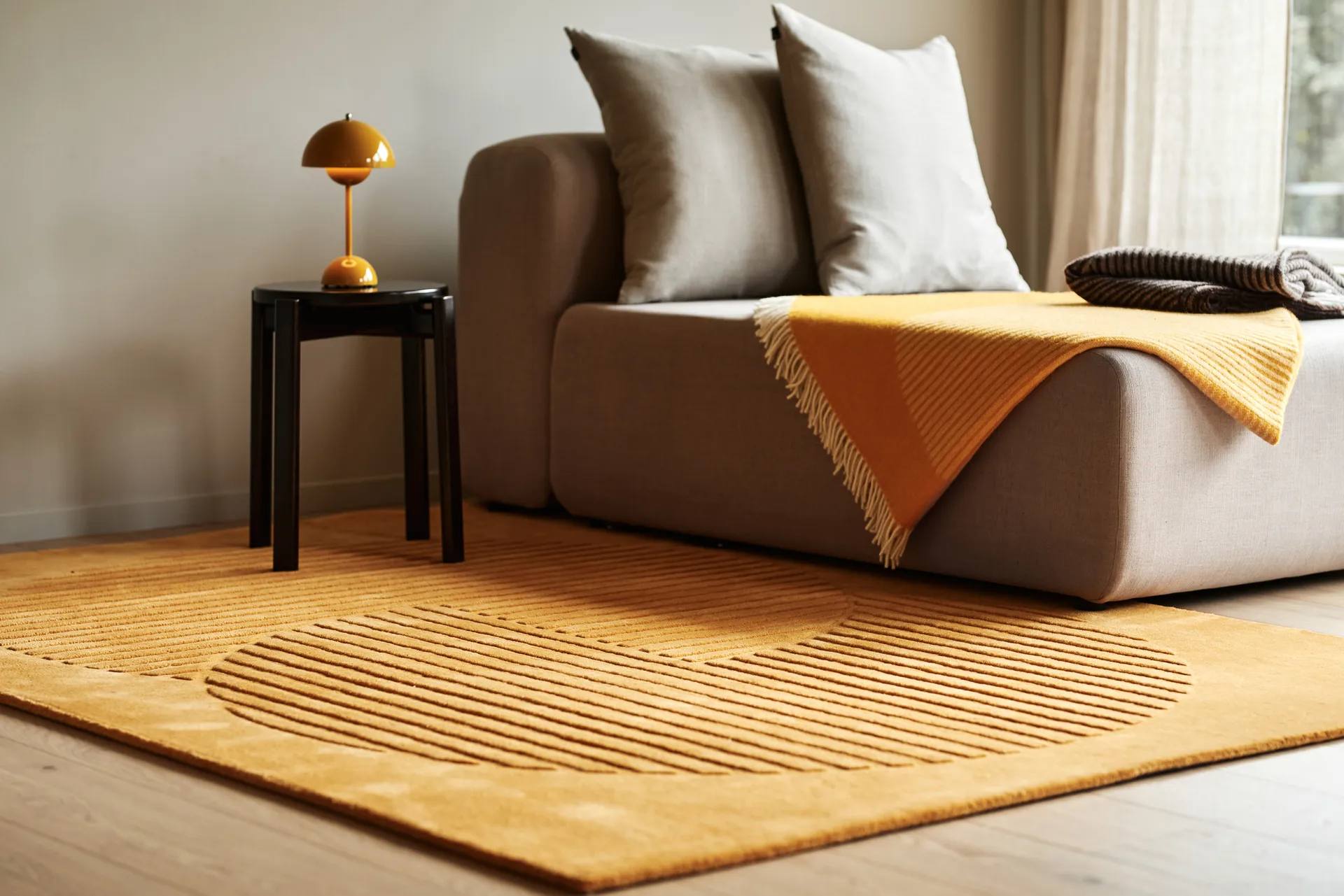 Tapete de lã Levels Circles, Amarelo, 170x240 cm NJRD