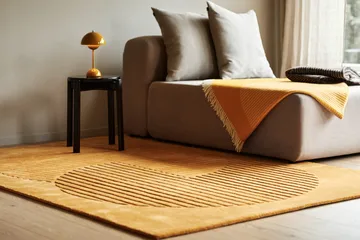 Tapete de lã Levels Circles - Amarelo, 170x240 cm - NJRD