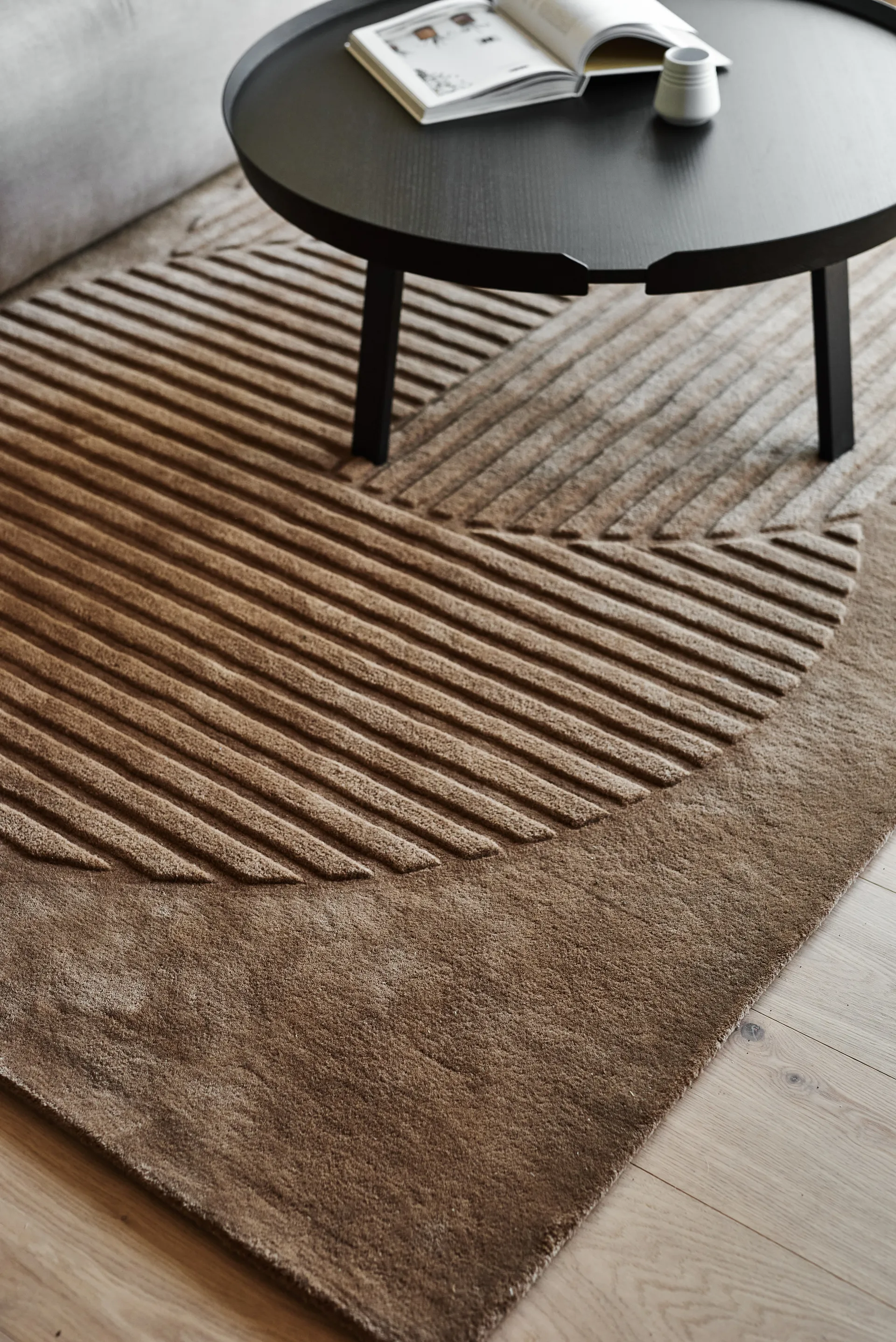 Tapete de lã Levels Circles, Bege, 170x240 cm NJRD