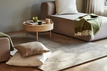 Tapete de lã Levels Circles - Taupe, 170x240 cm - NJRD