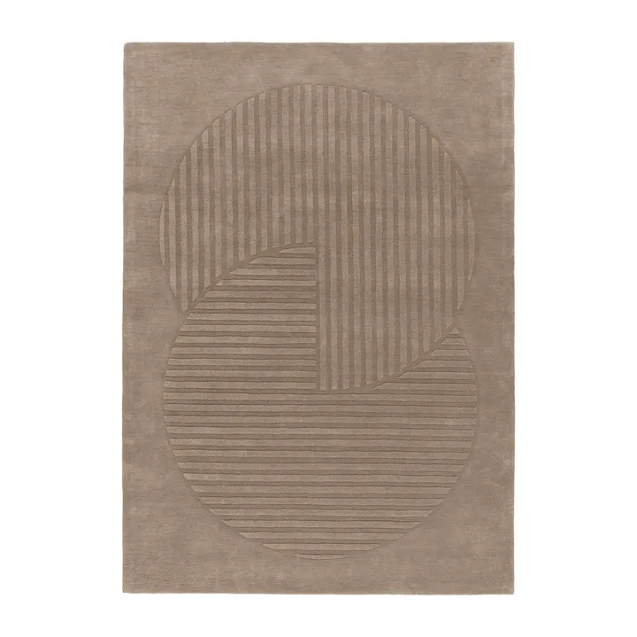Tapete de lã Levels Circles - Taupe, 170x240 cm - NJRD