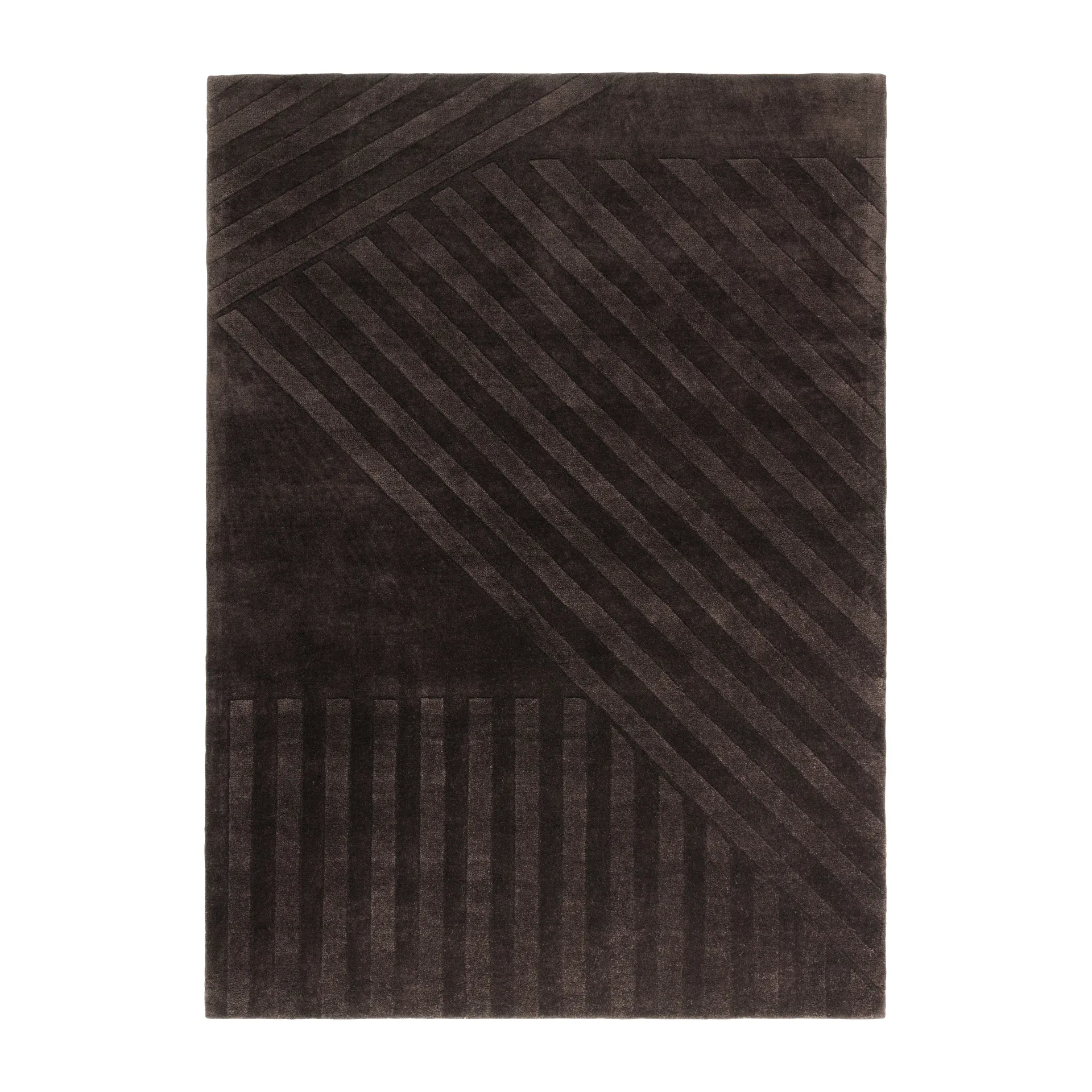 Tapete de lã Levels Stripes, Marrom, 170x240 cm NJRD