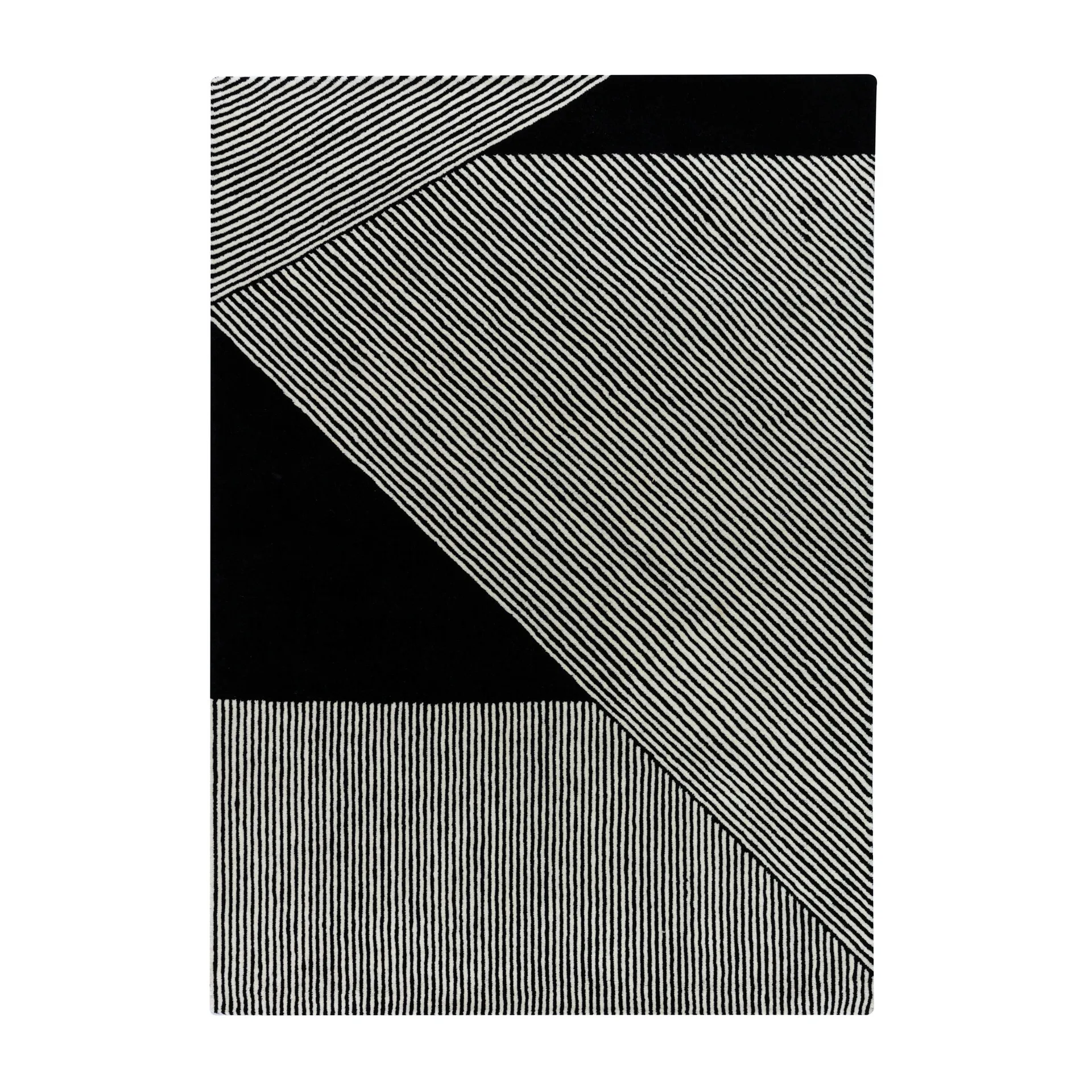 Tapete de lã preto Stripes, 170x240 cm NJRD