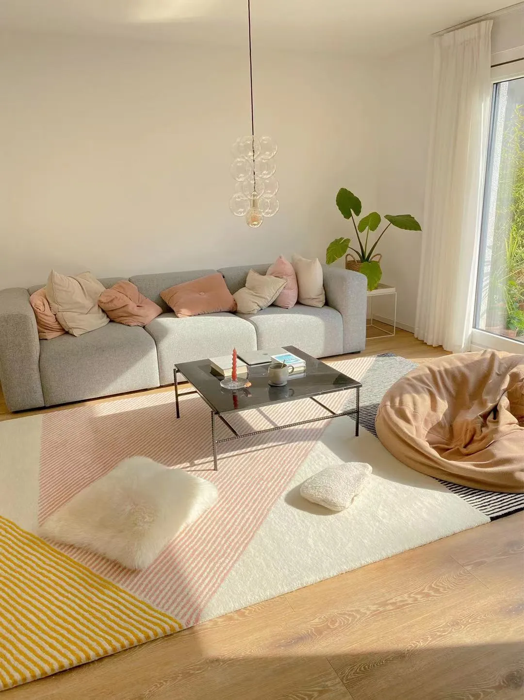 Tapete de lã rosa Stripes, 200x300 cm NJRD