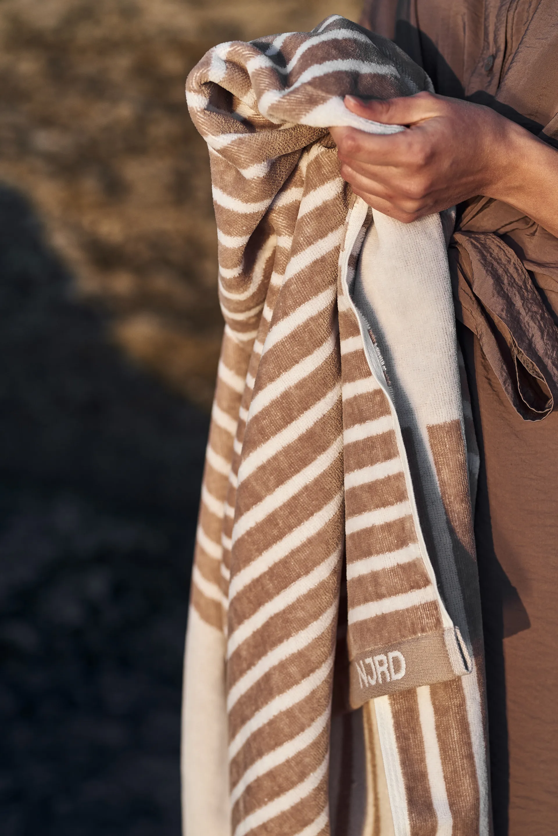 Toalha de banho Stripes 70x140 cm, Bege NJRD