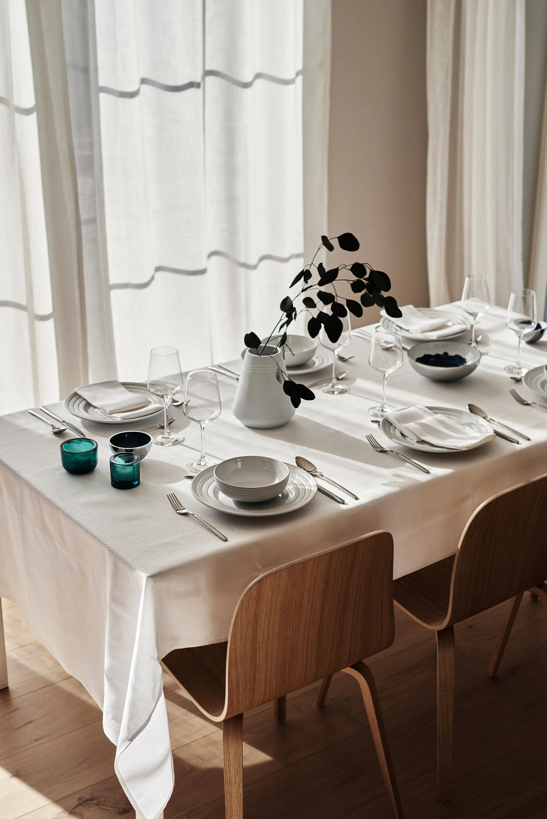 Toalha de mesa Geometric 147x250 cm, Branco NJRD