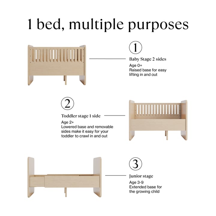 Cama de bebé e criança Form 166x77,5x87 cm, Carvalho Nofred