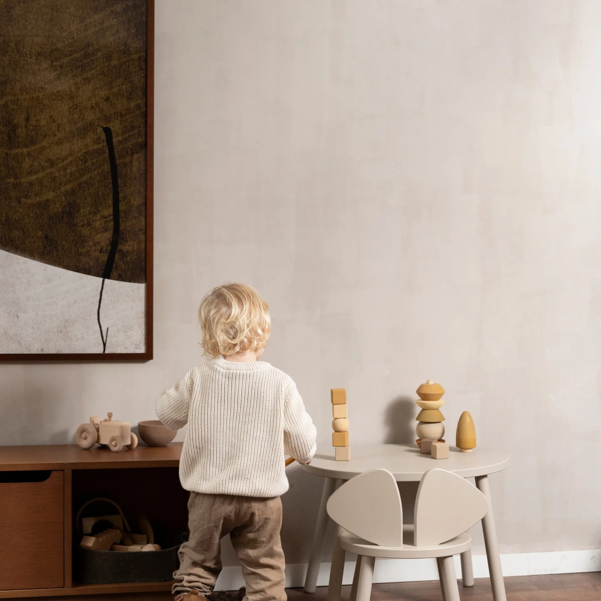 Conjunto Mouse cadeira infantil + mesa, Bege Nofred