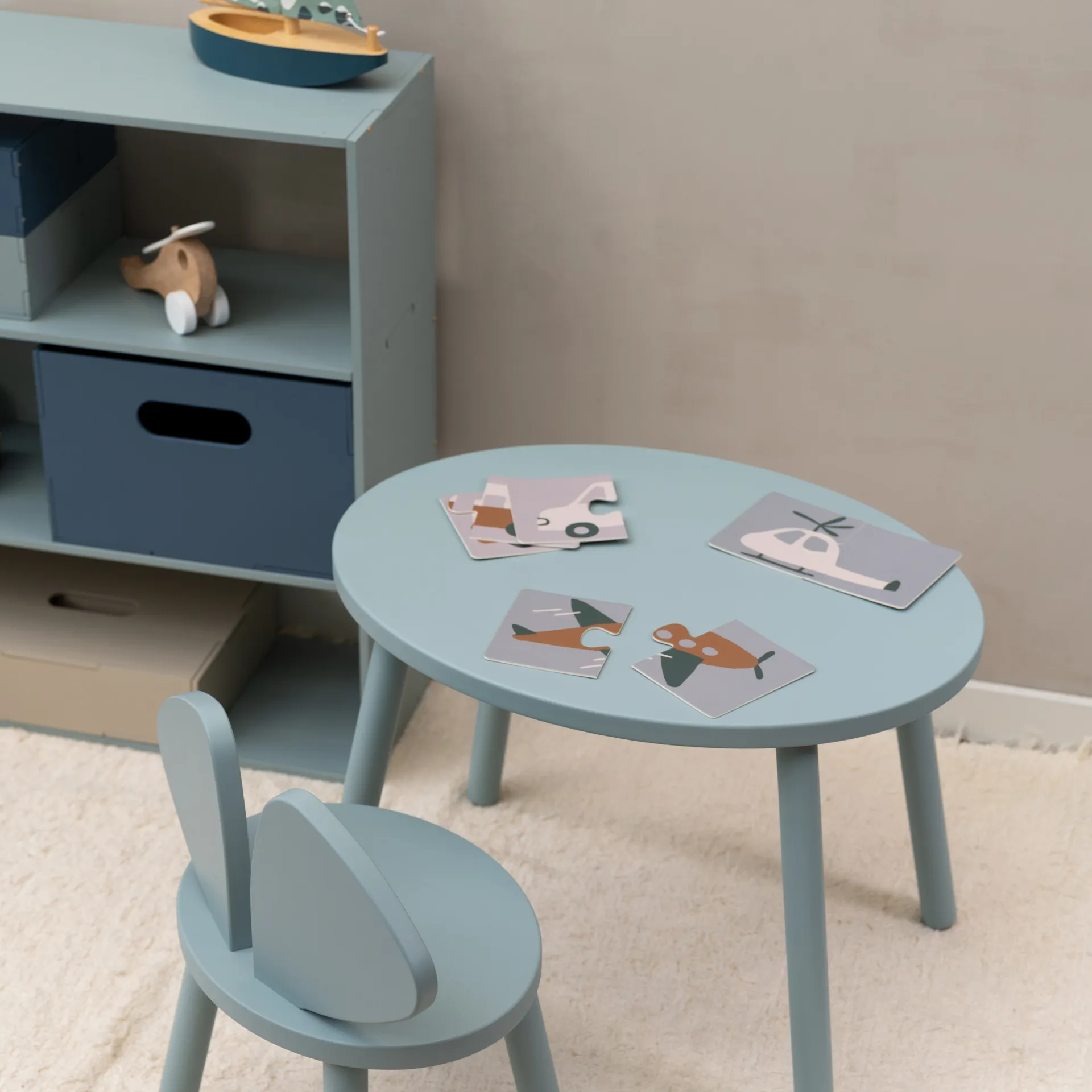 Conjunto Mouse cadeira infantil + mesa, Verde oliva Nofred