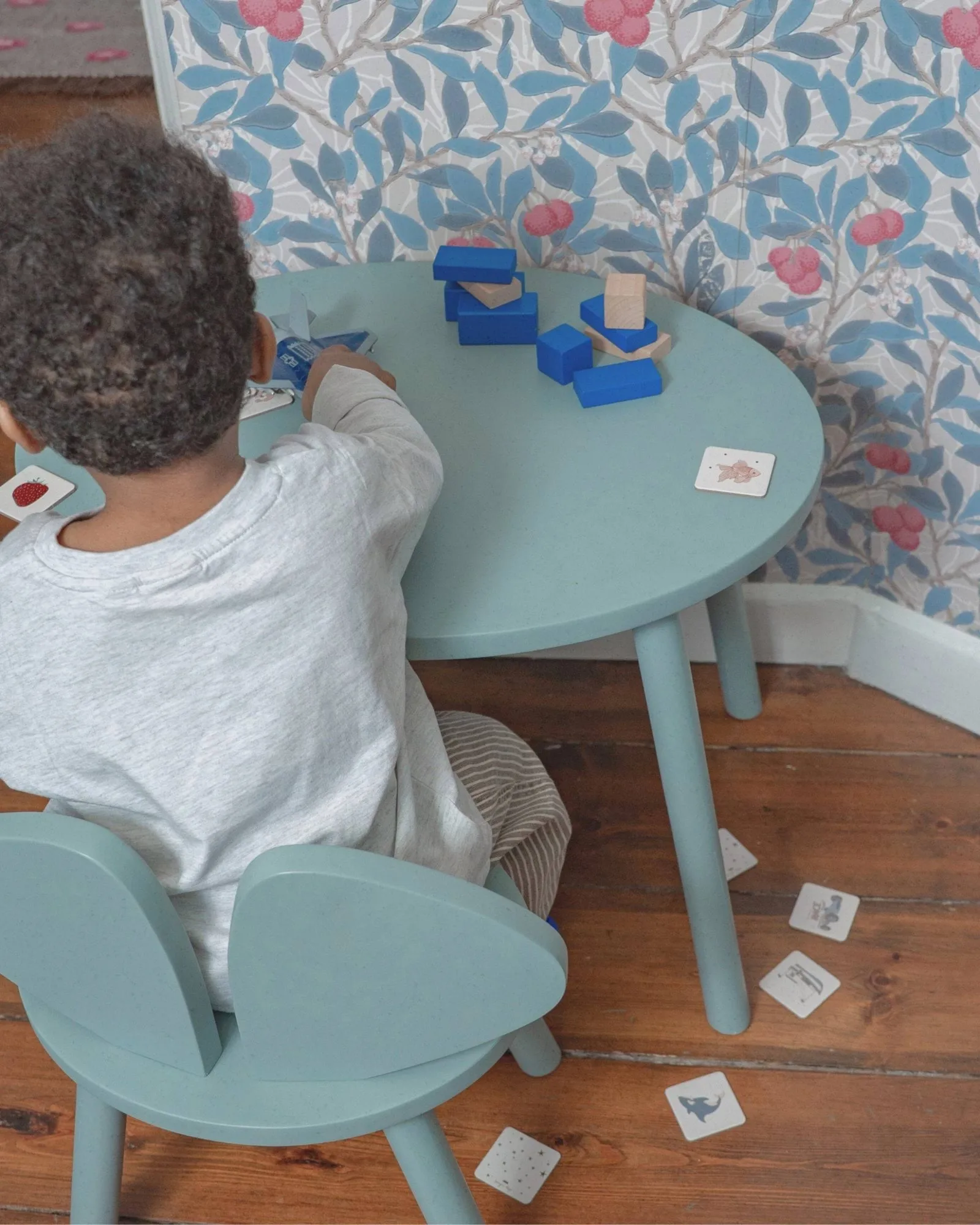 Conjunto Mouse cadeira infantil + mesa, Verde oliva Nofred