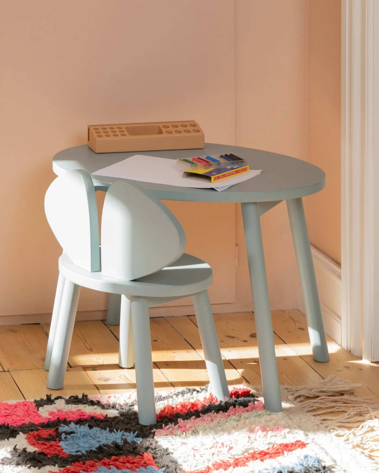 Conjunto Mouse cadeira infantil + mesa, Verde oliva Nofred