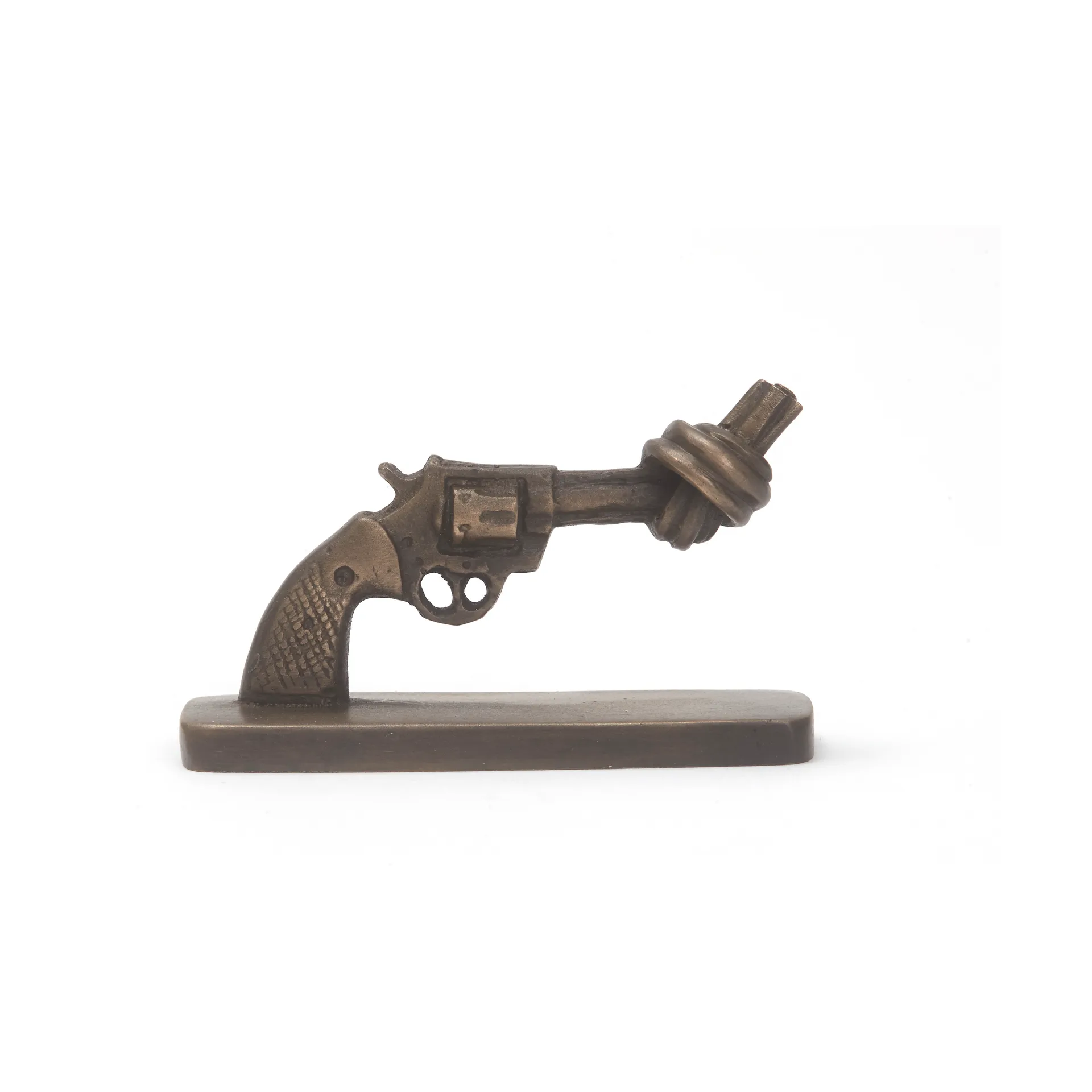 Knotted Gun mini 7 cm, Bronze mate Non Violence