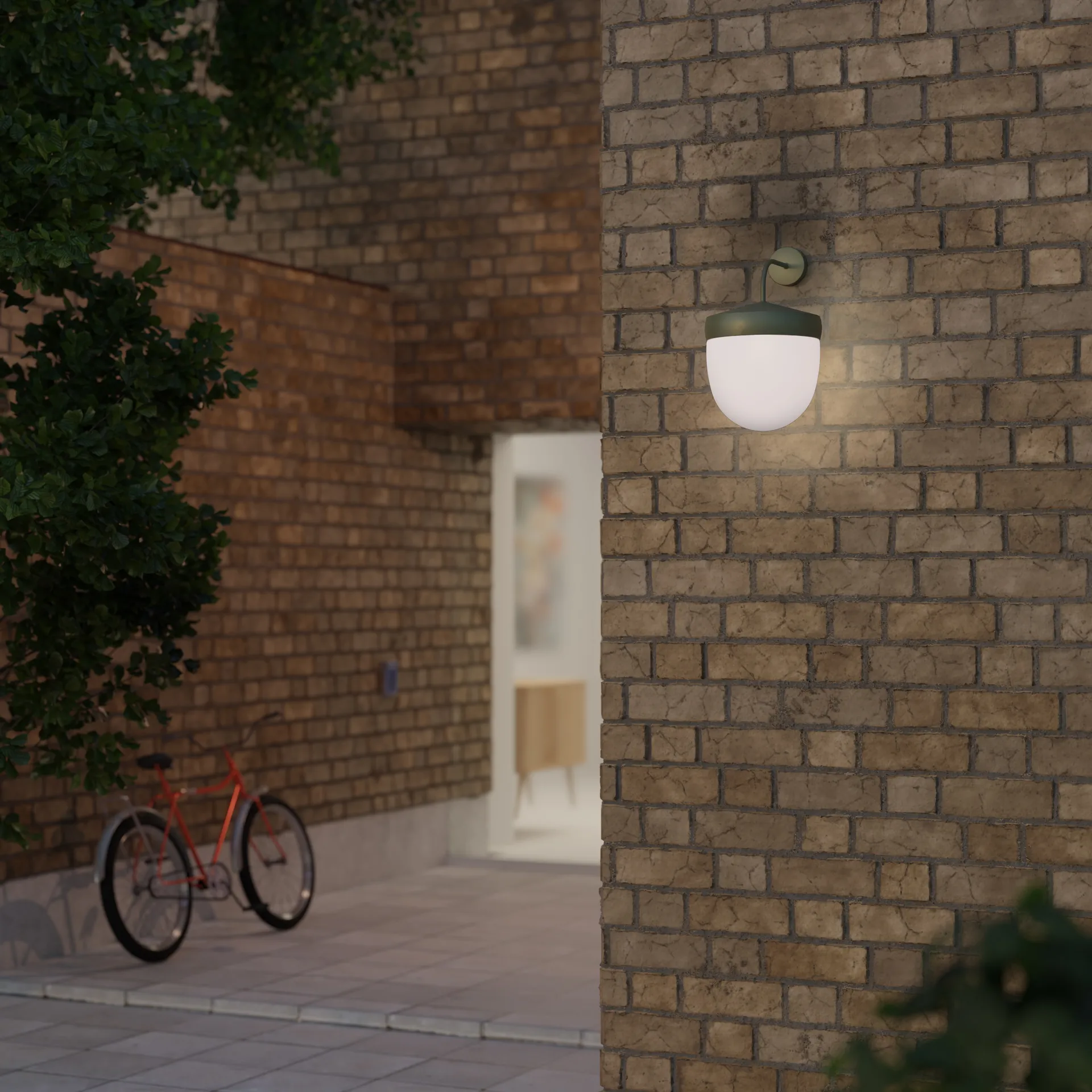 Candeeiro de parede Pan fosco de 30 cm, Verde militar Noon