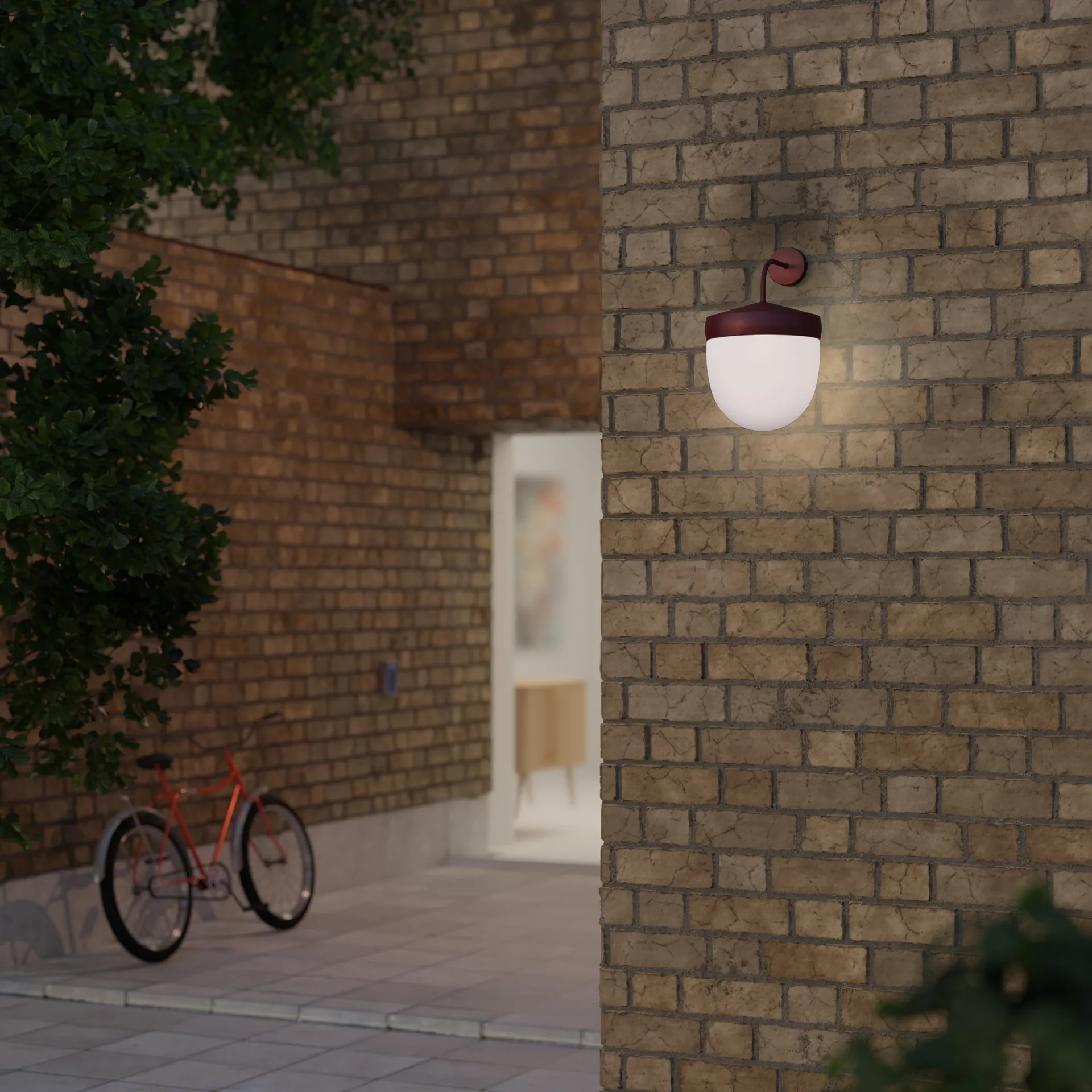 Candeeiro de parede Pan fosco de 30 cm, Vermelho bordô Noon