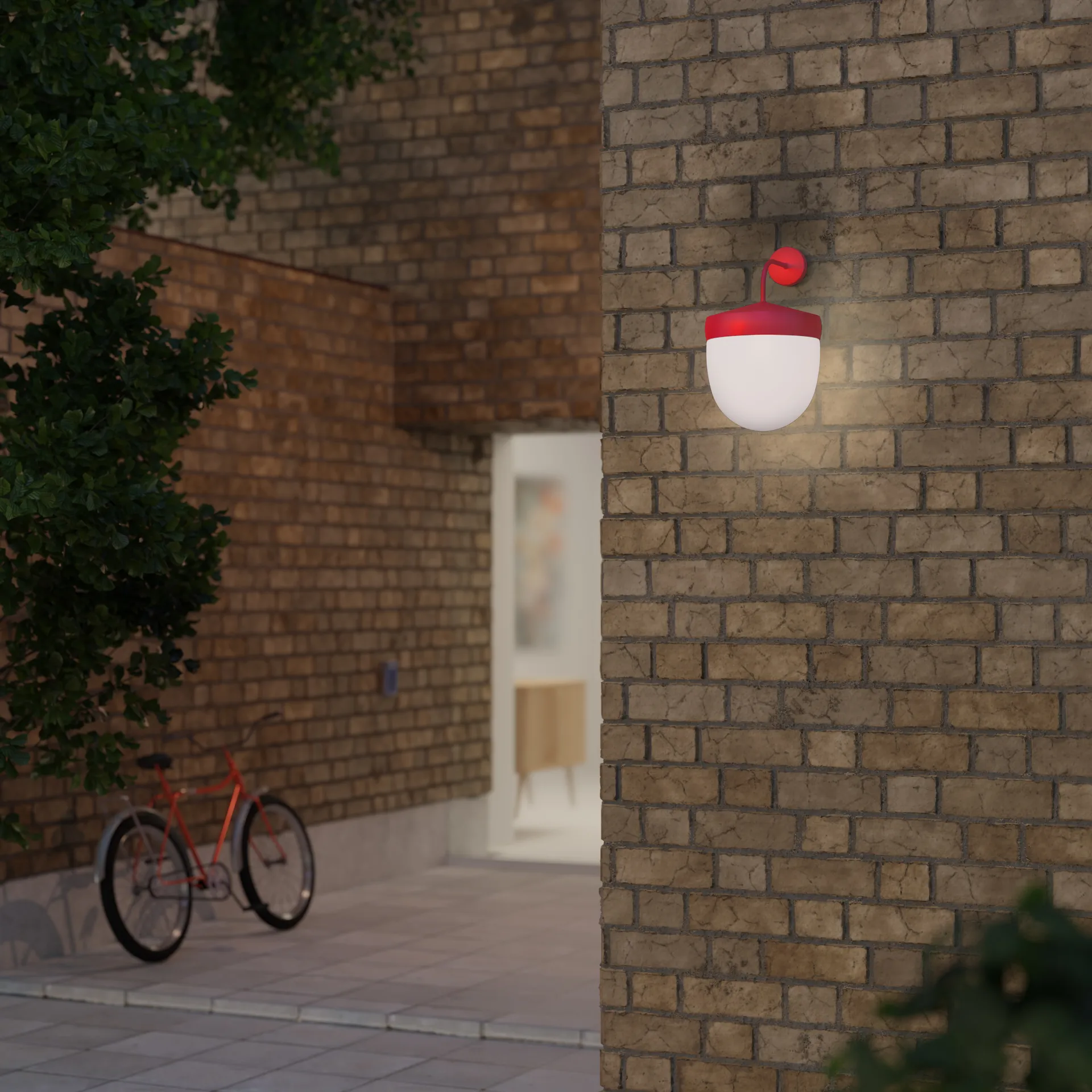 Candeeiro de parede Pan fosco de 30 cm, Vermelho Noon