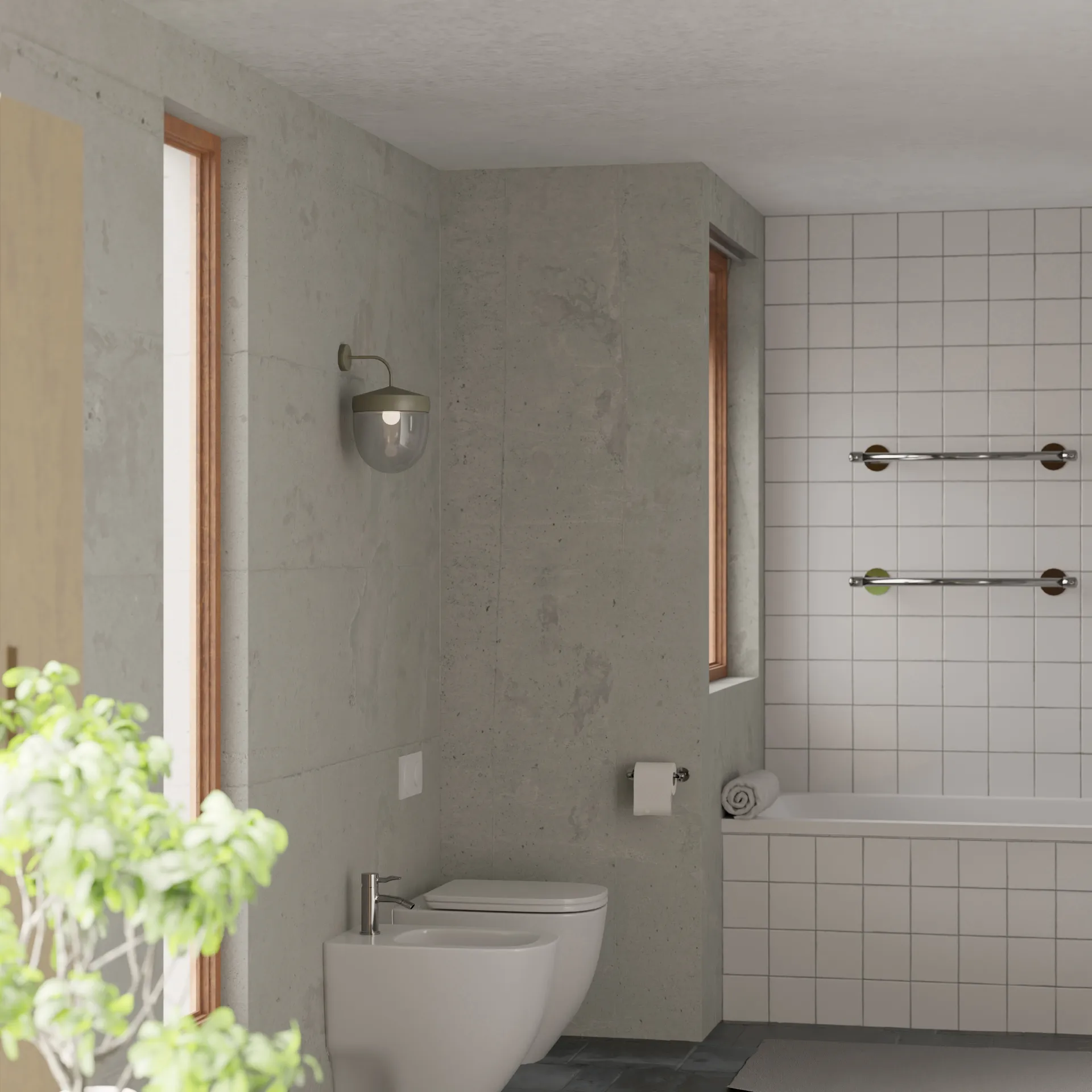 Candeeiro de parede Pan transparente 30 cm, Cinza oliva Noon