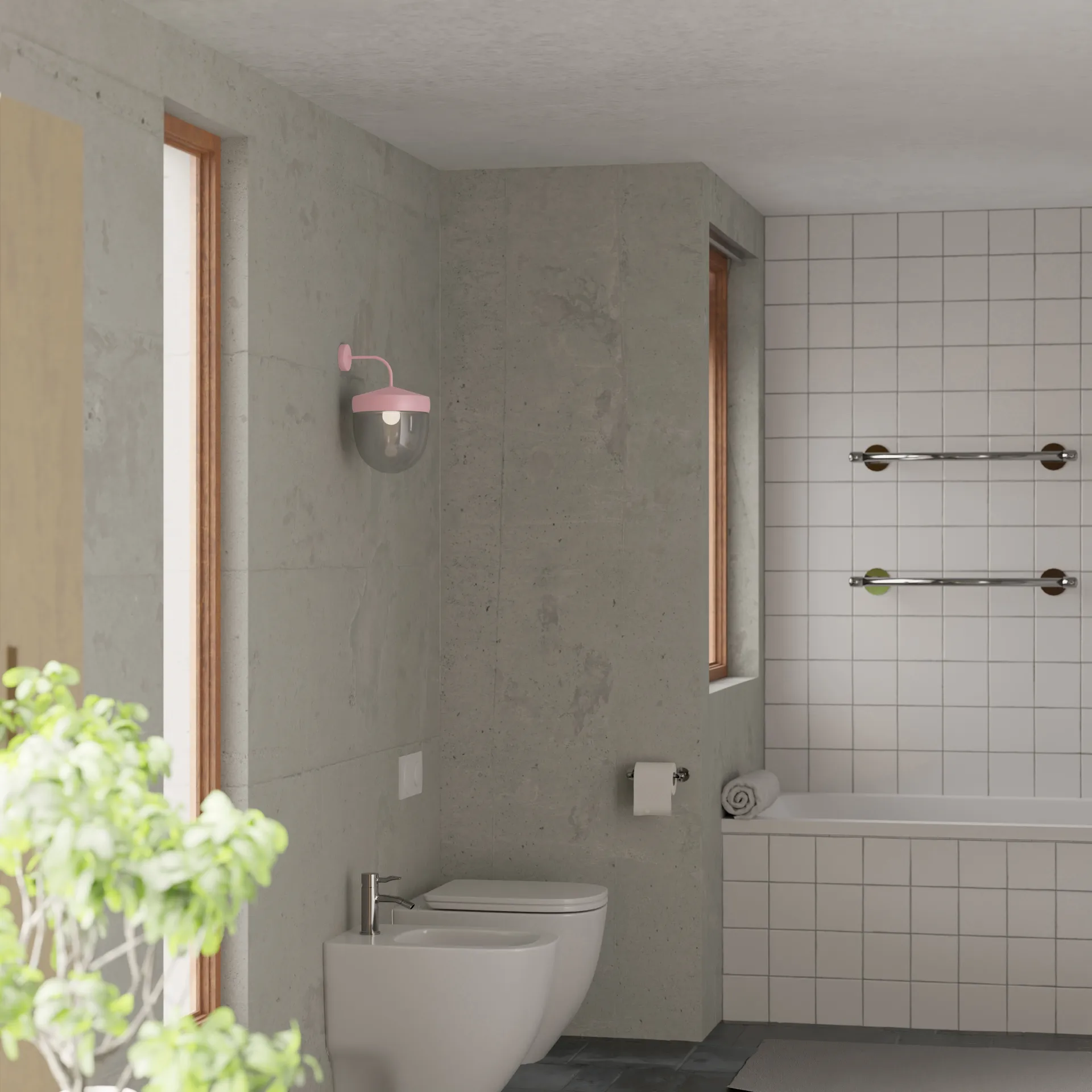 Candeeiro de parede Pan transparente 30 cm, Rosa Noon