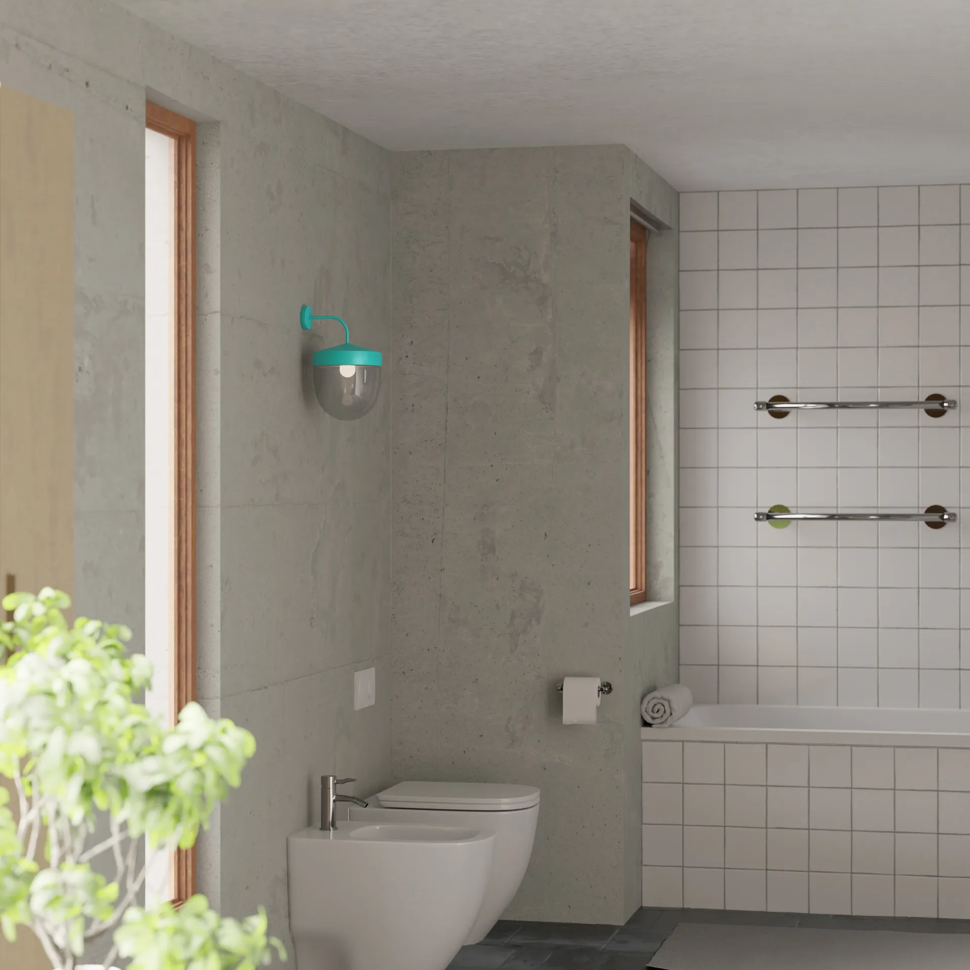 Candeeiro de parede Pan transparente 30 cm, Turquesa Noon