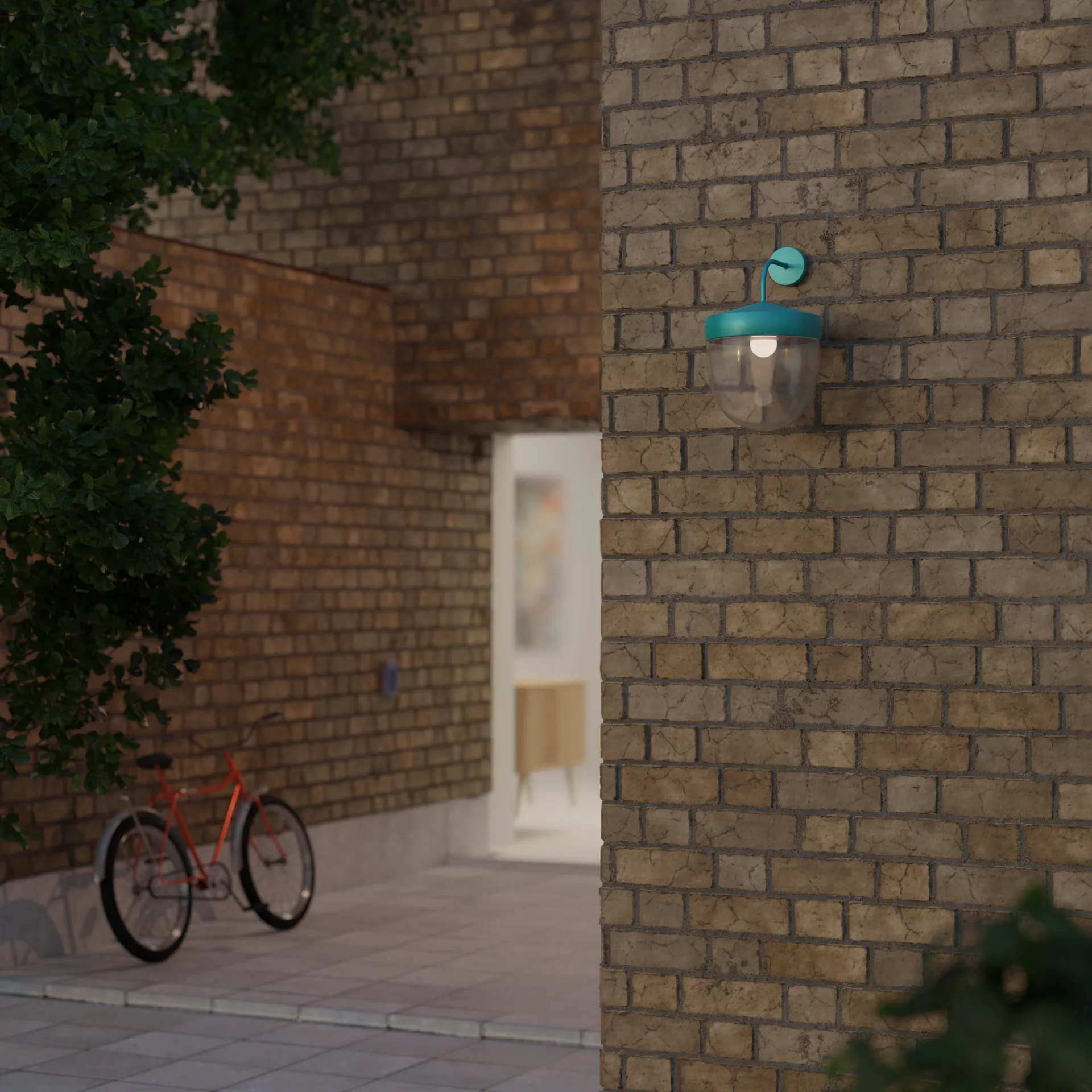 Candeeiro de parede Pan transparente 30 cm, Turquesa Noon