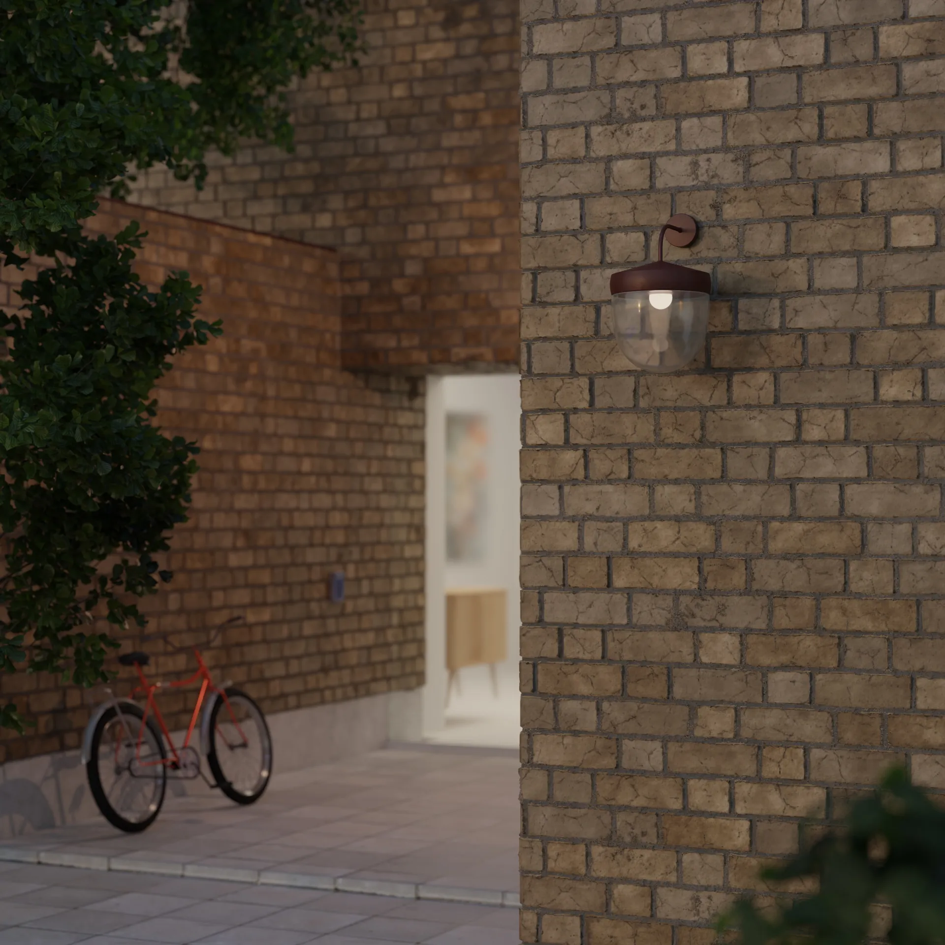 Candeeiro de parede Pan transparente 30 cm, Vermelho bordô Noon