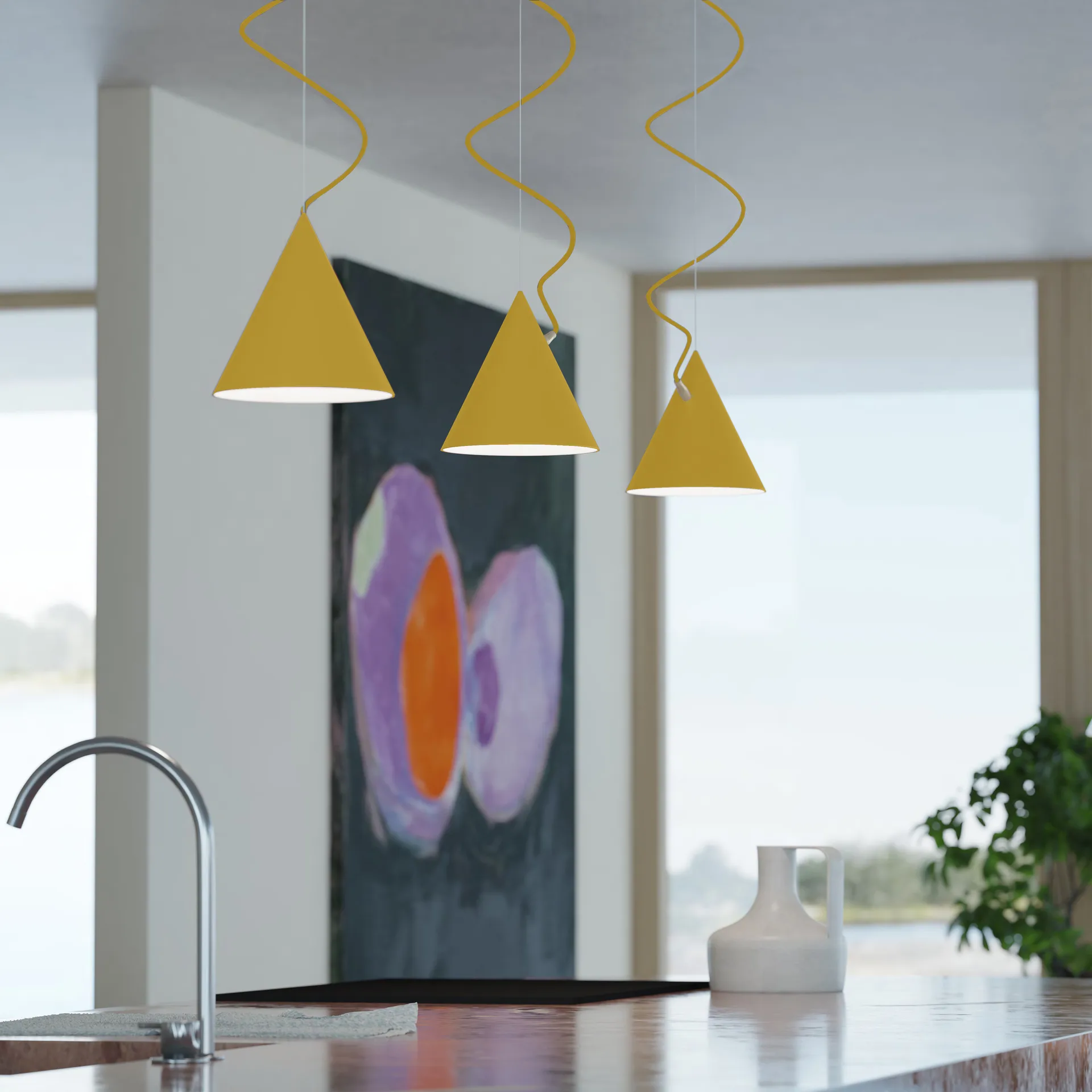 Pêndulo Castor 20 cm, Amarelo dourado-amarelo sulfur-latão Noon