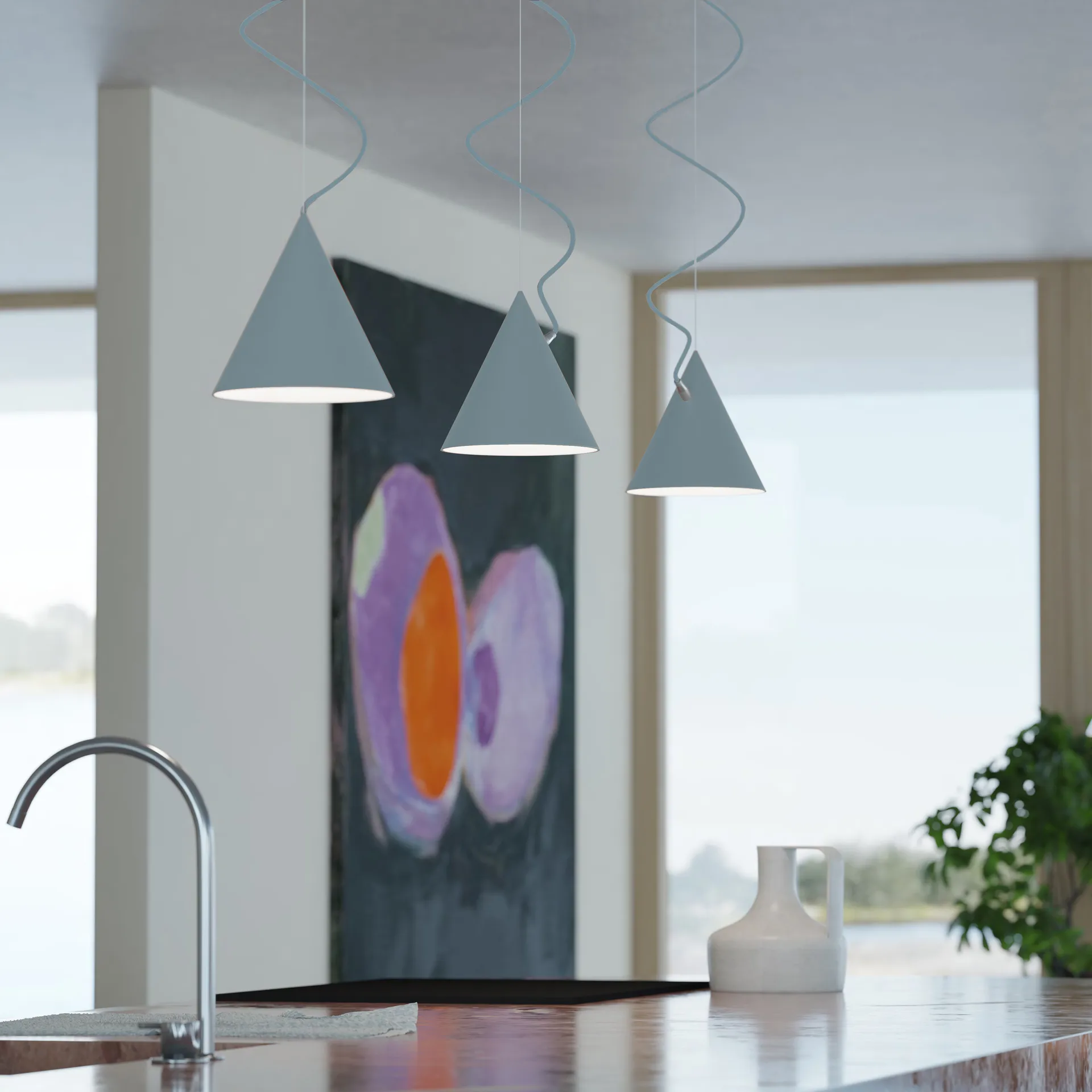 Pêndulo Castor 20 cm, Azul-pastel-azul-claro-prata Noon