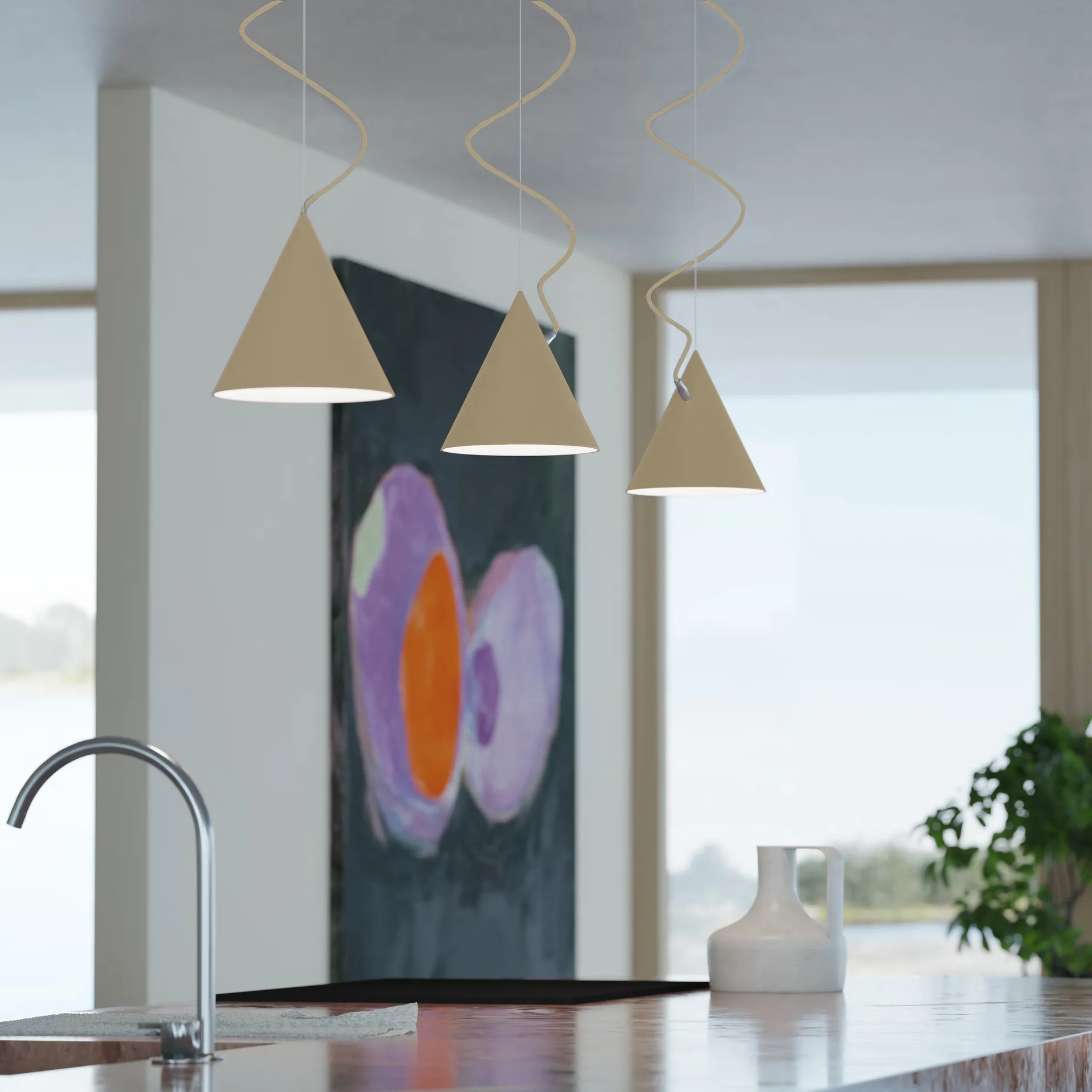 Pêndulo Castor 20 cm, Bege-bege claro-prateado Noon