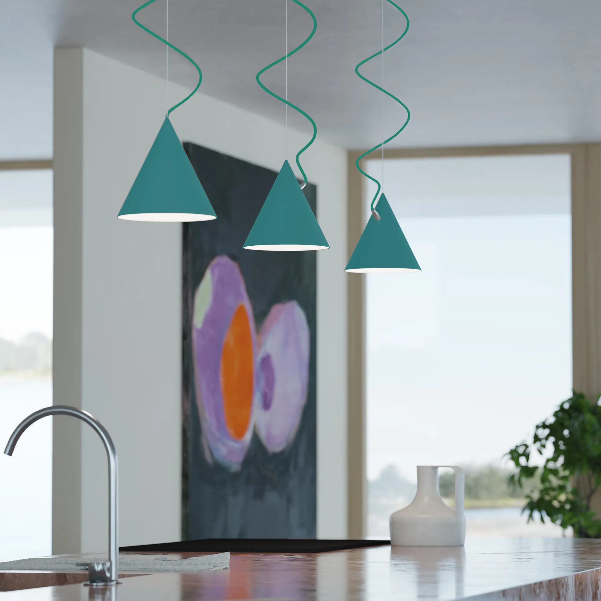 Pêndulo Castor 20 cm, Turquesa-turquesa-prata Noon