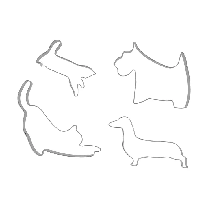 BAKE cortador de bolachas de gengibre - Animais de estimação, 4 peças - Nordwik