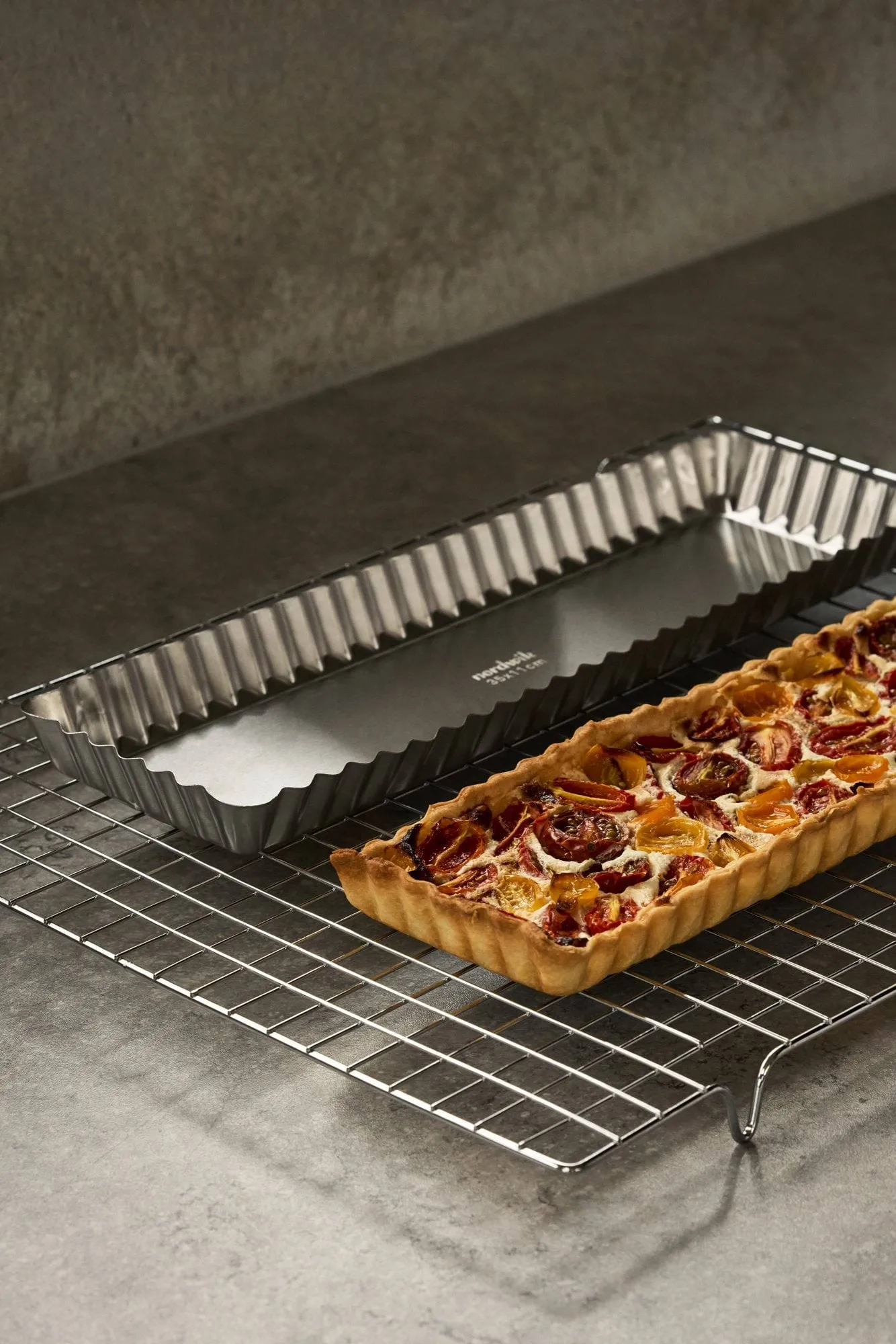 BAKE forma para tarte com fundo amovível, Retangular, aço inoxidável, 35x11 cm Nordwik