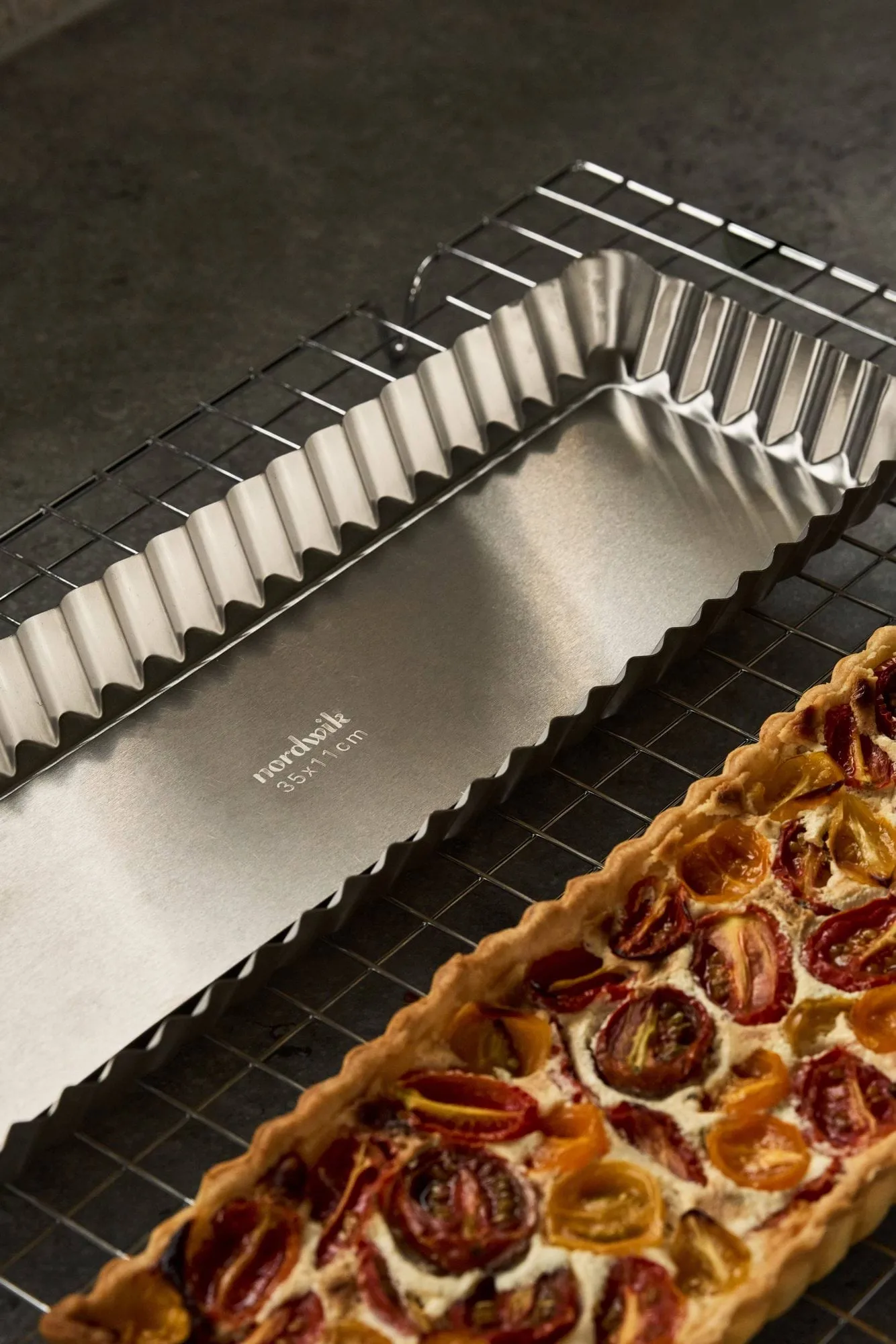 BAKE forma para tarte com fundo amovível, Retangular, aço inoxidável, 35x11 cm Nordwik