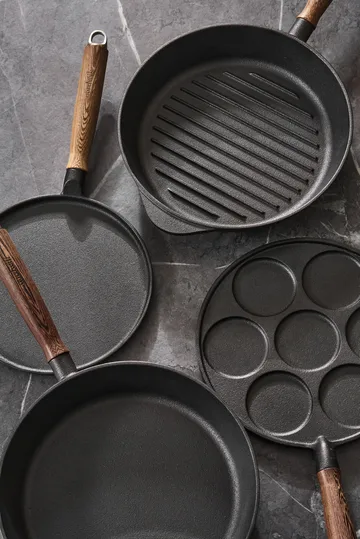 Nordwik frigideira para panquecas de ferro fundido com cabo de madeira - 23 cm - Nordwik