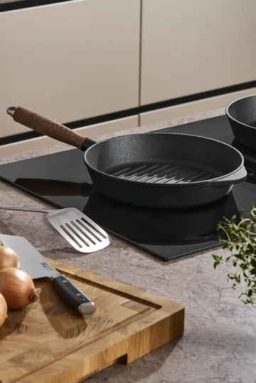 Nordwik grelhador de ferro fundido com cabo de madeira - 28 cm - Nordwik