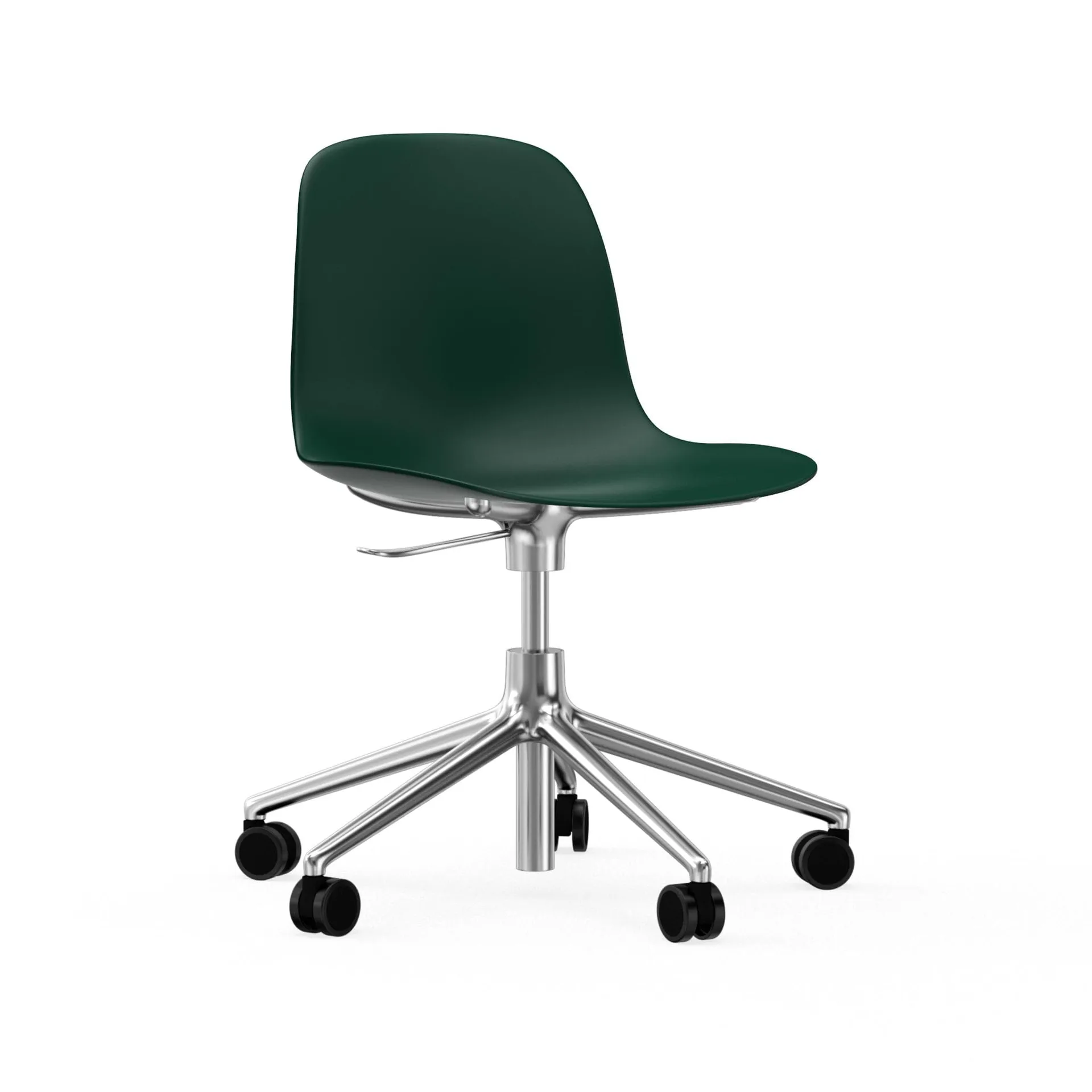 Cadeira de escritório Form chair swivel 5W, verde, alumínio, rodas  Normann Copenhagen