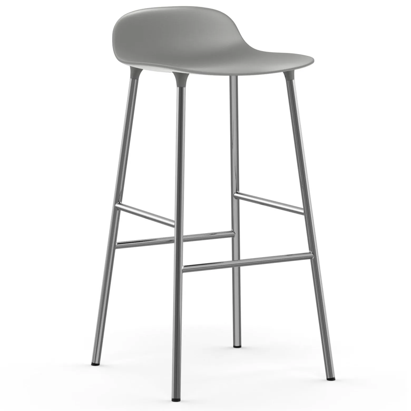 Form Cadeira bar com pernas cromadas 75 cm, Cinzento Normann Copenhagen