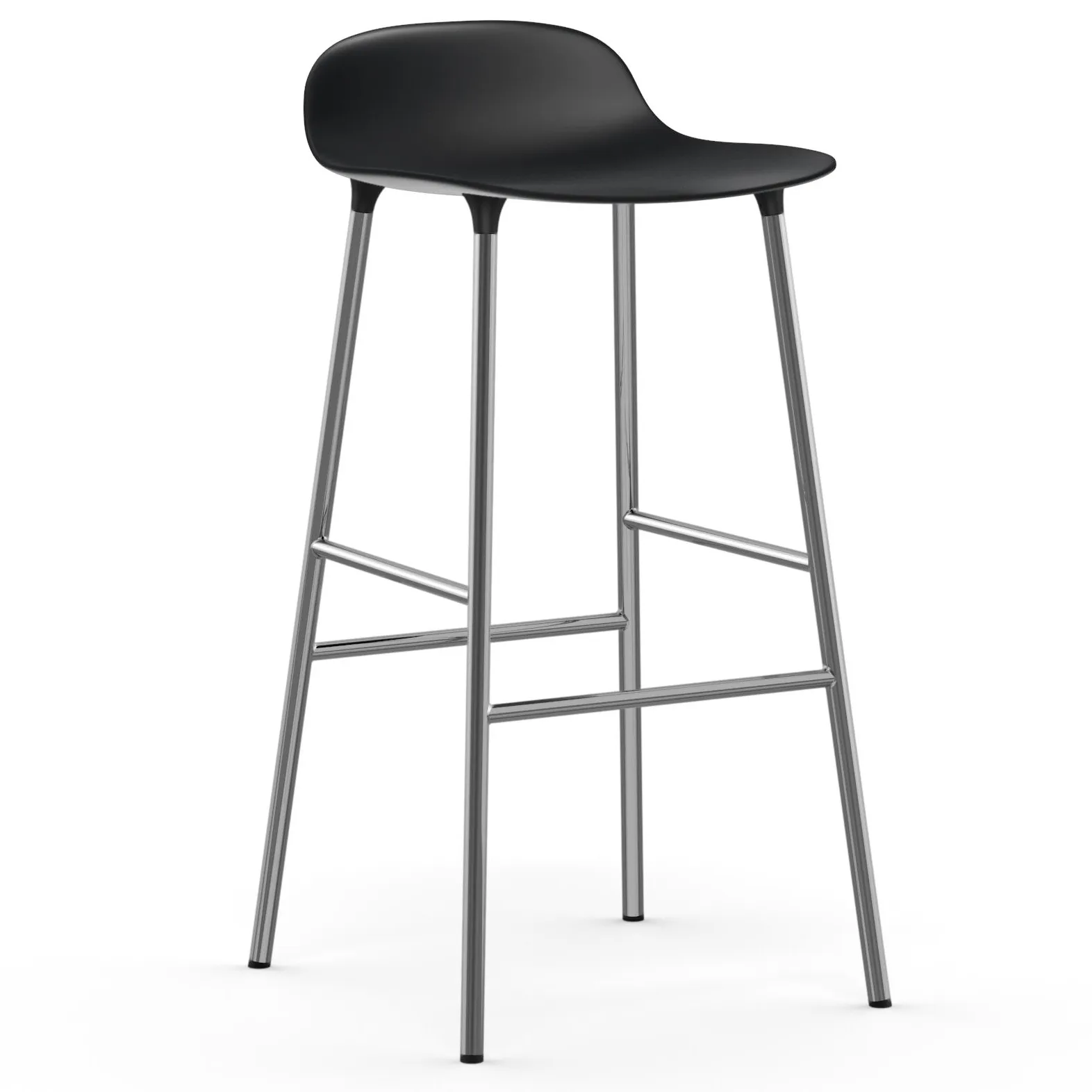 Form Cadeira bar com pernas cromadas 75 cm, Preto Normann Copenhagen