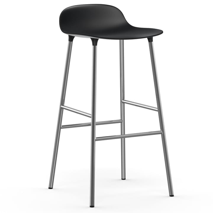 Form Cadeira bar com pernas cromadas 75 cm - Preto - Normann Copenhagen