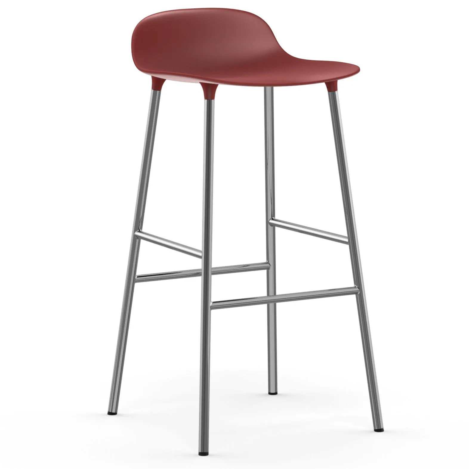 Form Cadeira bar com pernas cromadas 75 cm, Vermelho Normann Copenhagen