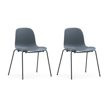 Form Chair cadeira empilhável com pés pretos, 2 peças, Azul - Normann Copenhagen