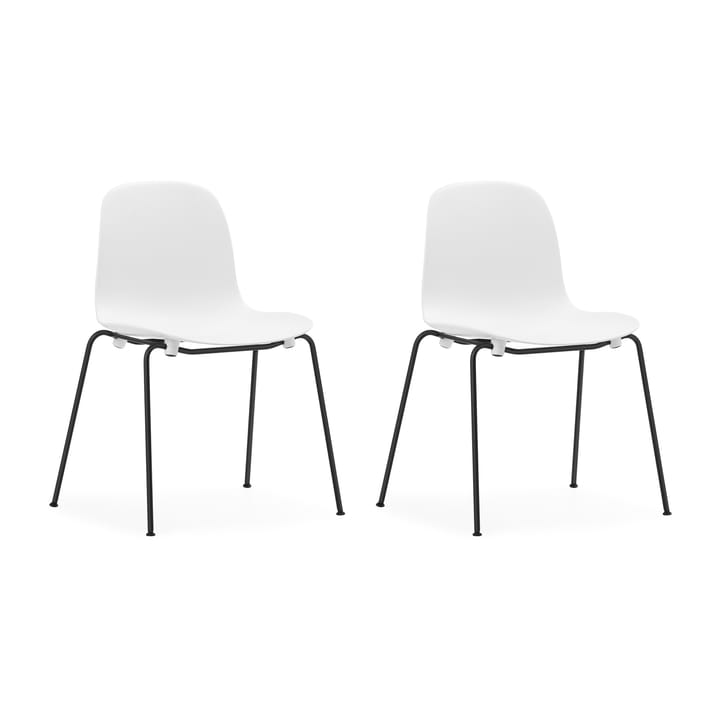Form Chair cadeira empilhável com pés pretos, 2 peças, Branco - undefined - Normann Copenhagen