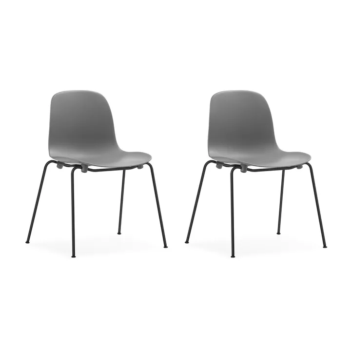 Form Chair cadeira empilhável com pés pretos, 2 peças, Cinza - Normann Copenhagen
