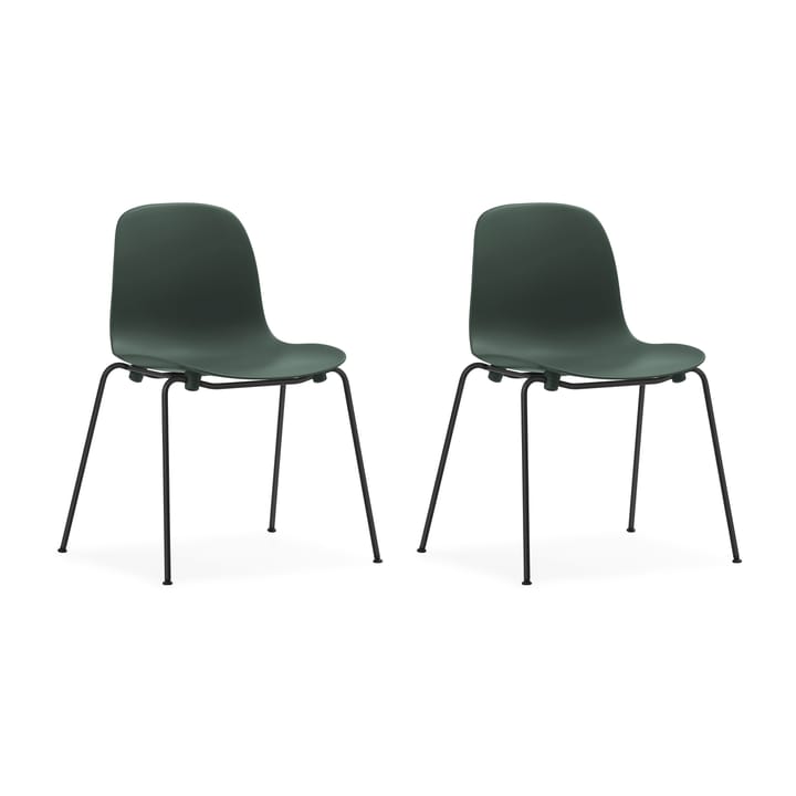 Form Chair cadeira empilhável com pés pretos, 2 peças, Verde - undefined - Normann Copenhagen