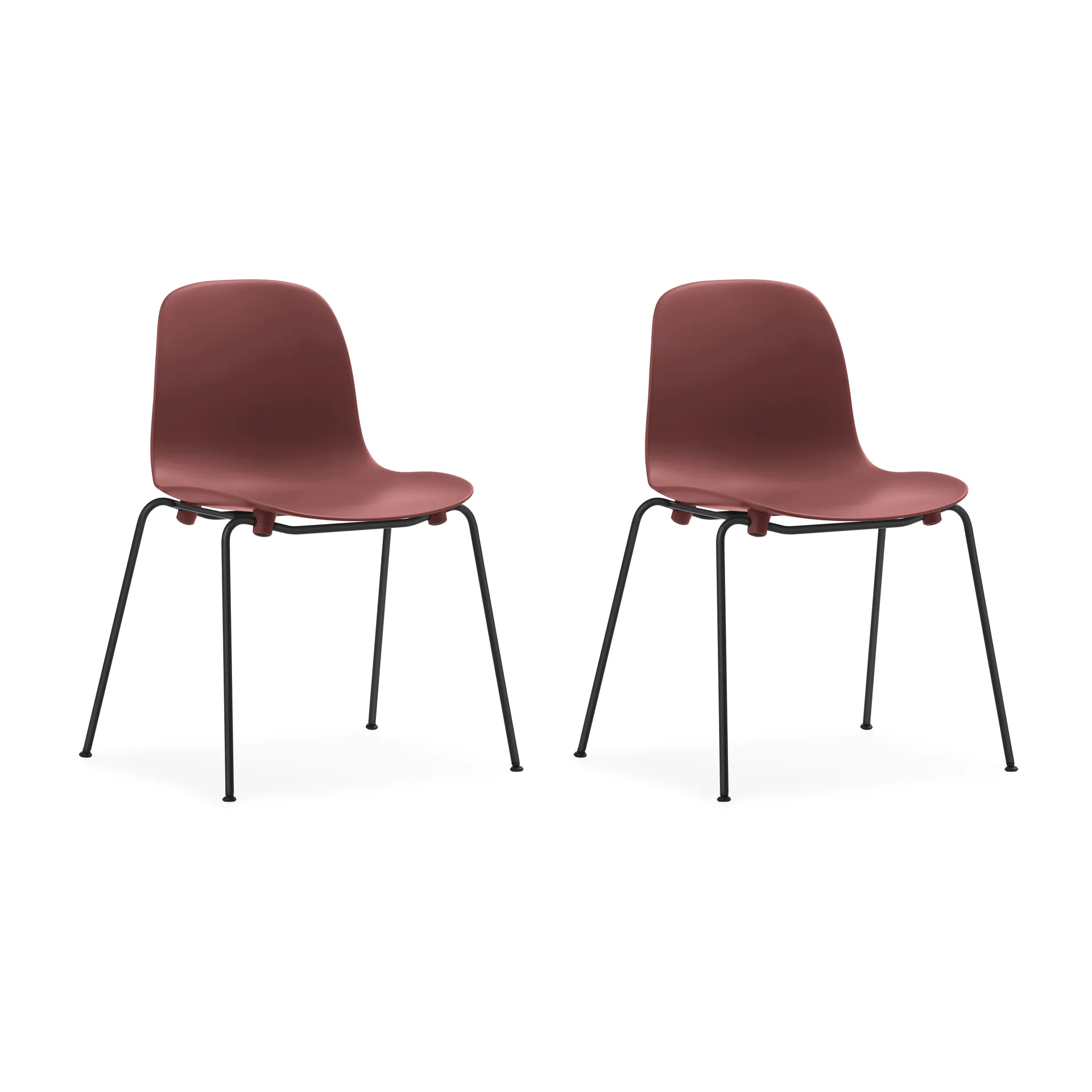 Form Chair cadeira empilhável com pés pretos, 2 peças, Vermelho Normann Copenhagen
