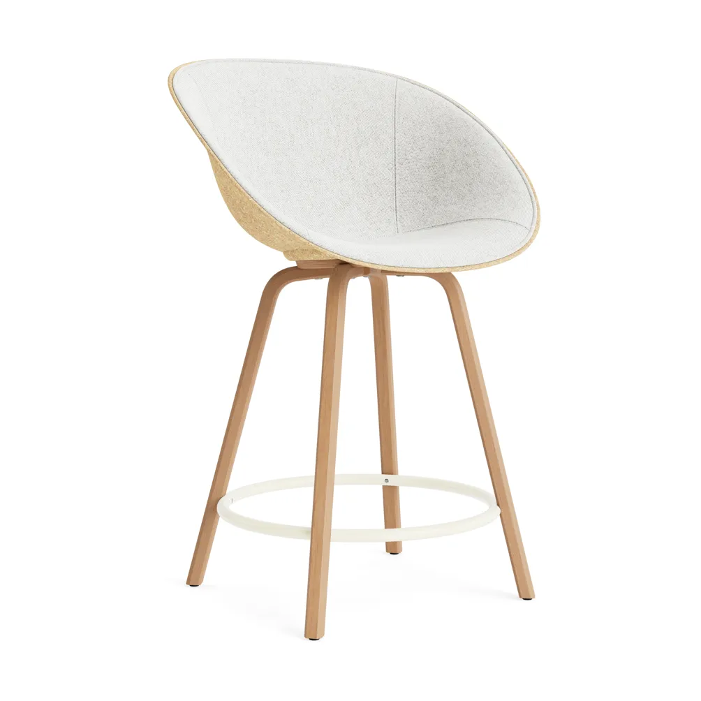 Mat Bar Armchair cadeira com braços estofada na frente 65 cm, Hallingdal 110-cânhamo-faia-aço creme Normann Copenhagen