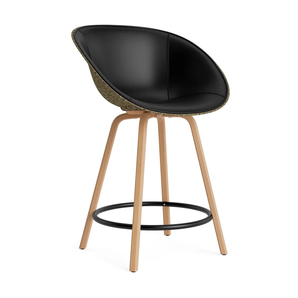 Mat Bar Armchair cadeira com braços estofada na frente 65 cm, Ultra 41599-alga-faia-aço preto Normann Copenhagen