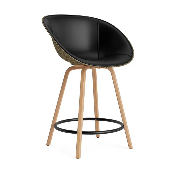 Mat Bar Armchair cadeira com braços estofada na frente 65 cm - Ultra 41599-alga-faia-aço preto - Normann Copenhagen