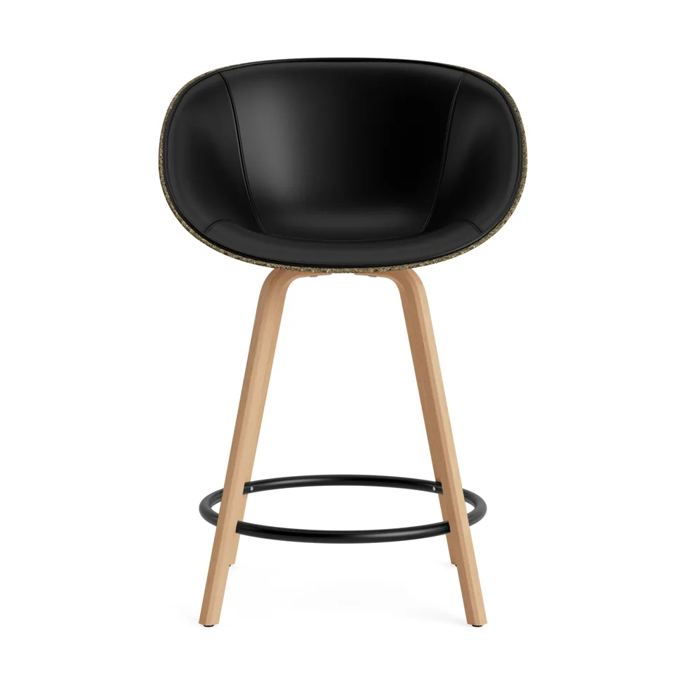 Mat Bar Armchair cadeira com braços estofada na frente 65 cm, Ultra 41599-alga-faia-aço preto Normann Copenhagen