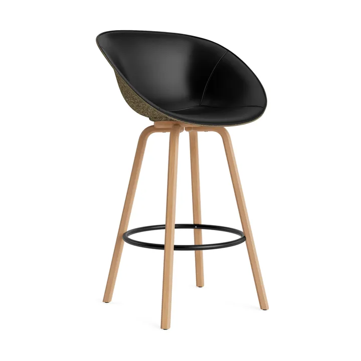 Mat Bar Armchair cadeira com braços estofada na frente 75 cm - Ultra 41599-alga-faia-aço preto - Normann Copenhagen