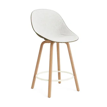 Mat Bar Chair cadeira de bar estofada na frente 65 cm - Hallingdal 110-alga-faia-aço creme - Normann Copenhagen